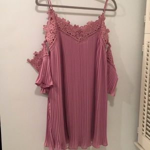 Purple cold shoulder dress